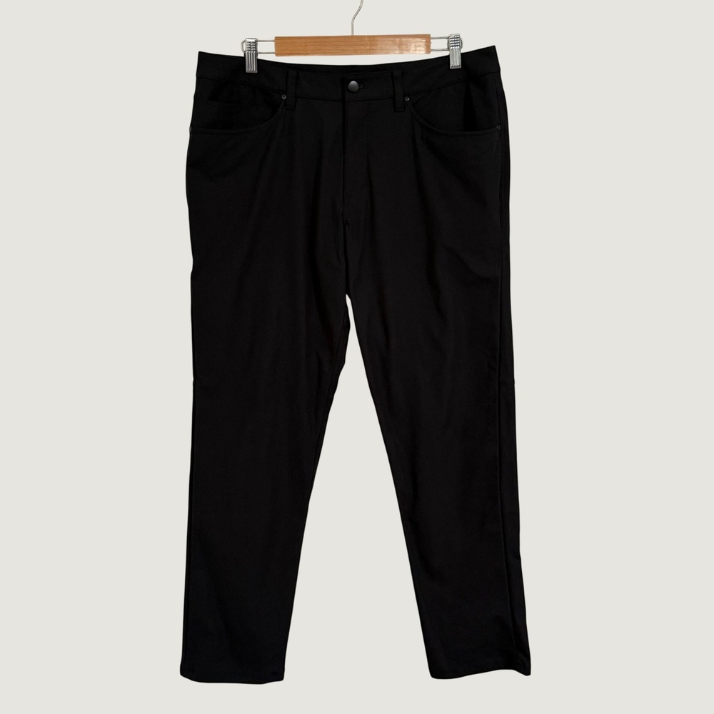 Lululemon ABC Pants Mens 35x30 Black Warpstreme Slim Fit Trousers Golf Travel